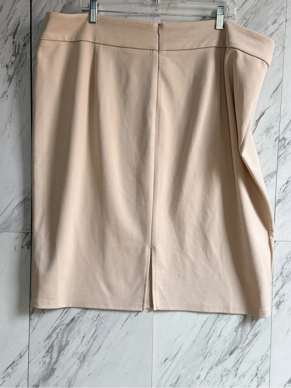 Hanna Nikole Cream Tailored Pencil Skirt Plus Size 24W Stretch Career Office
